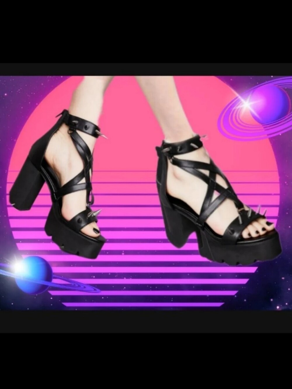 Supreme Summoning Gothic Pentagram Witch Spike Heels Killstar